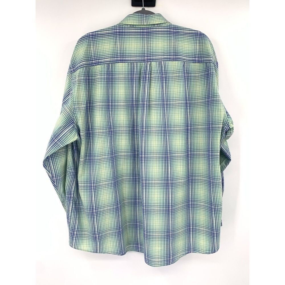 Alan Flusser Blue Yellow Green Cotton Plaid Men's Long Sleeve Shirt Size XXL - Picture 7 of 7